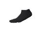Schwarze Socke mit Rippenstruktur auf weißem Hintergrund.