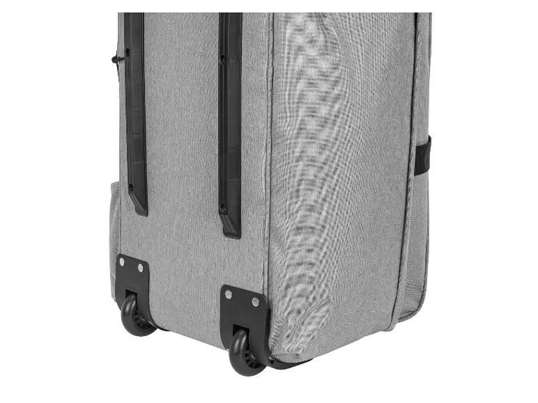 Graue Reisetasche mit Rollen.