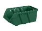 Grüne Kunststoff-Lagerbox mit offener Vorderseite und Schlitzen für Teiler