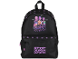 Schwarzer Rucksack mit K-Pop Demon Hunters Motiven und drei Anime-Charakteren.