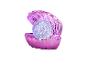 Offene rosa Muschel mit einer Glitzerkugel darin