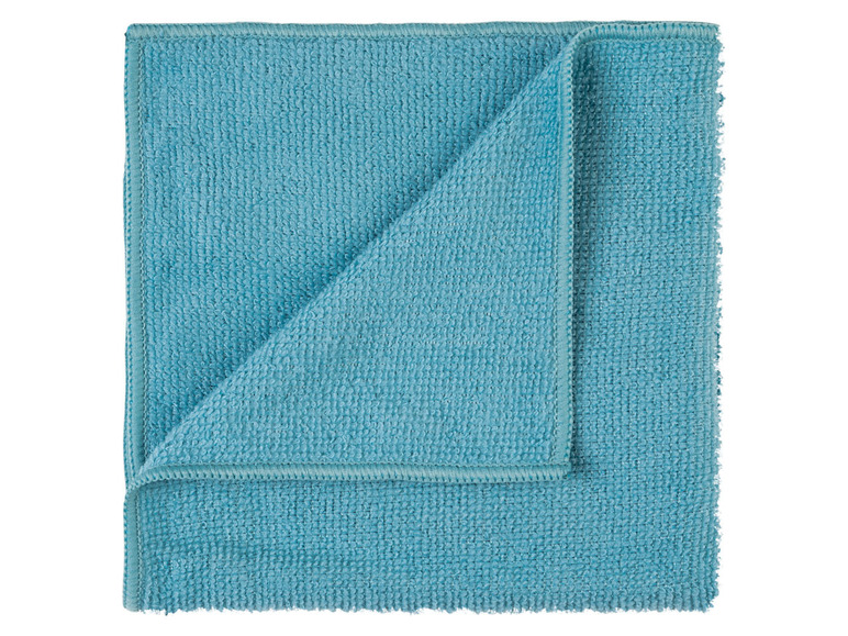 Zwei gefaltete blaue Mikrofasertücher.