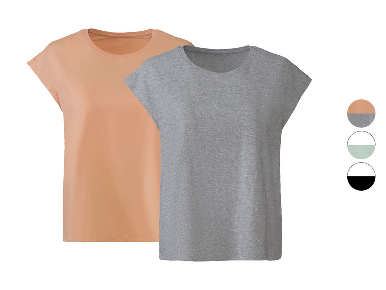 Gehe zu Vollbildansicht: esmara® Damen Oversize T-Shirts, 2 Stück, Single-Jersey-Qualität - Bild 1