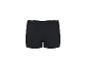 Schwarze Boxershorts mit weißem Gummibund, Rückansicht.