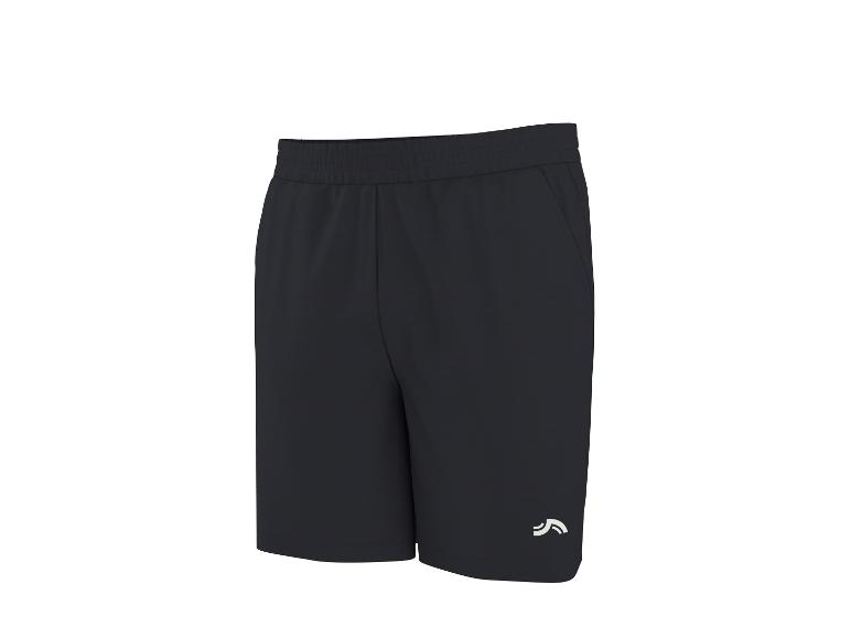 Schwarze Herren-Sporthose mit weißem Logo am linken Bein.
