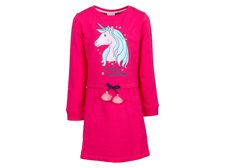Rosa Kleid für Mädchen mit Einhorn-Motiv.