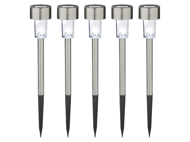 Set aus 5 Solar-Gartenleuchten aus Edelstahl