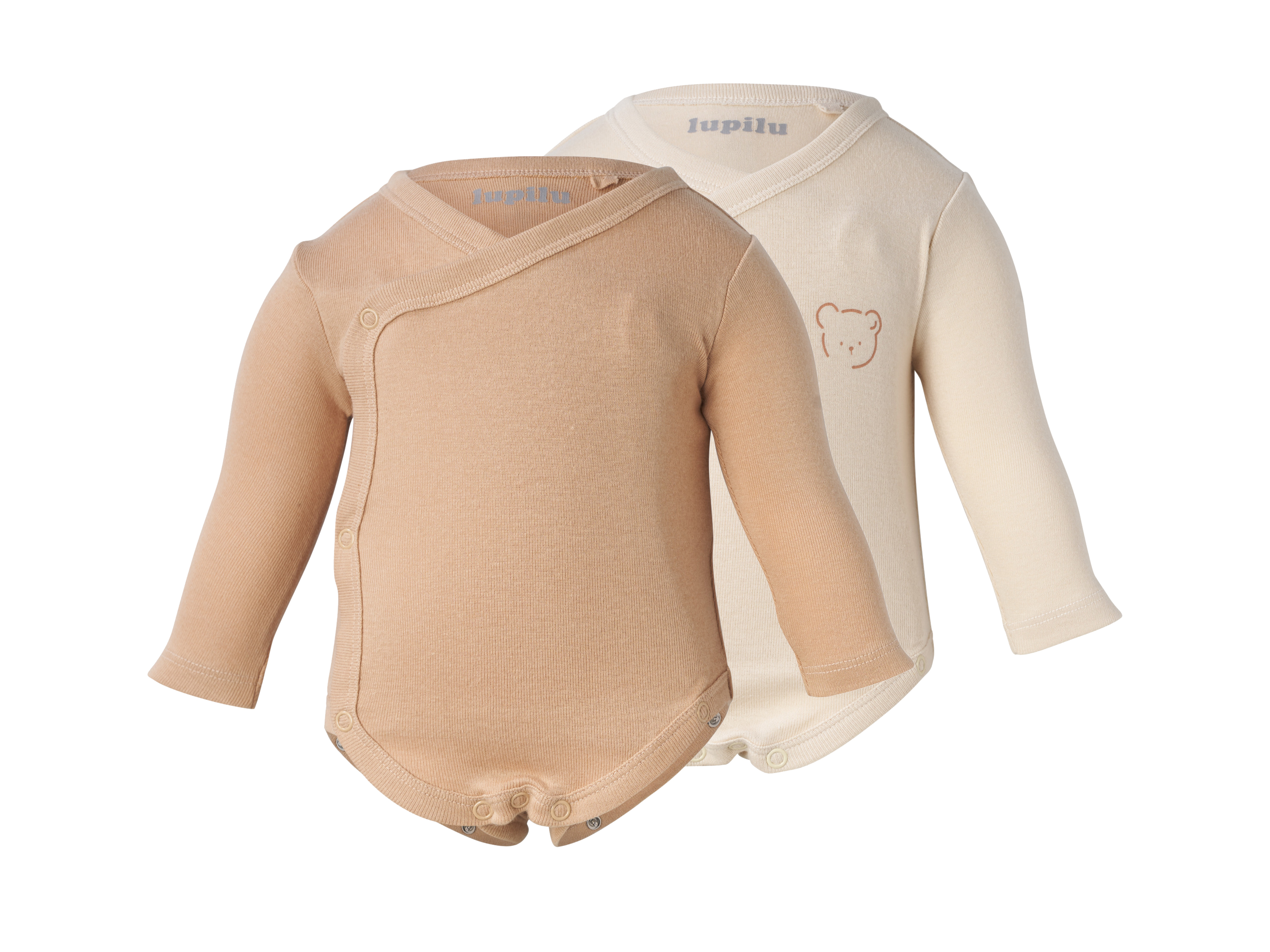LUPILU® Baby Wickelbody, 2 Stück (beige, 62/68)