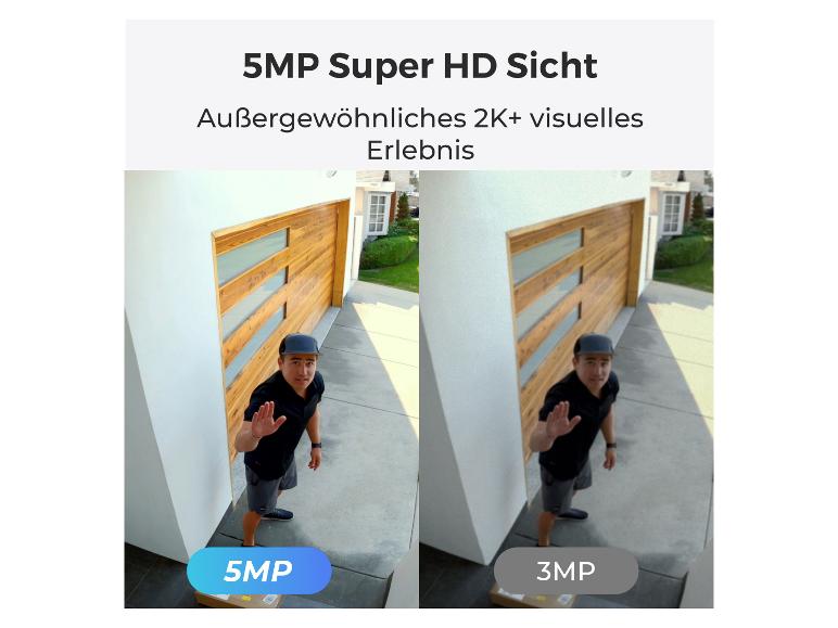 Vergleich der 5MP und 3MP Bildqualität einer Überwachungskamera.