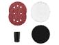 PARKSIDE Schleif- und Polierzubehör: Schleifpapier, Wollhaube, Polierschwamm und Adapter.
