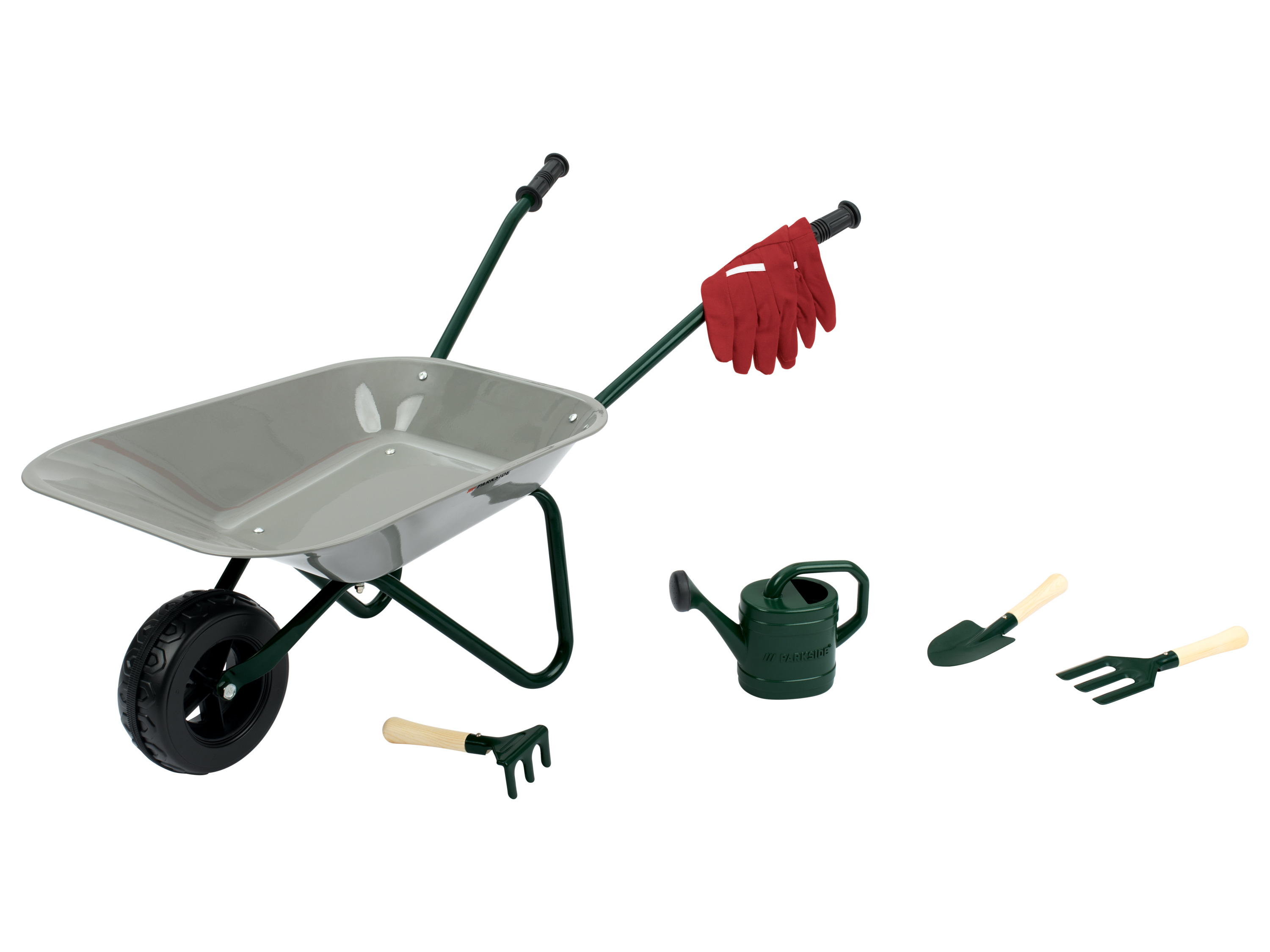 Thumbnail - lupilu® Schubkarre mit Gartenwerkzeug, 7-teilig