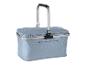 Faltbarer blauer Picknickkorb mit Aluminiumgriff und Reißverschlüssen.
