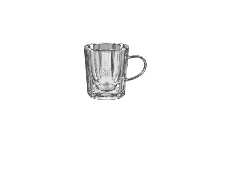 Doppelwandige Glastasse mit Henkel