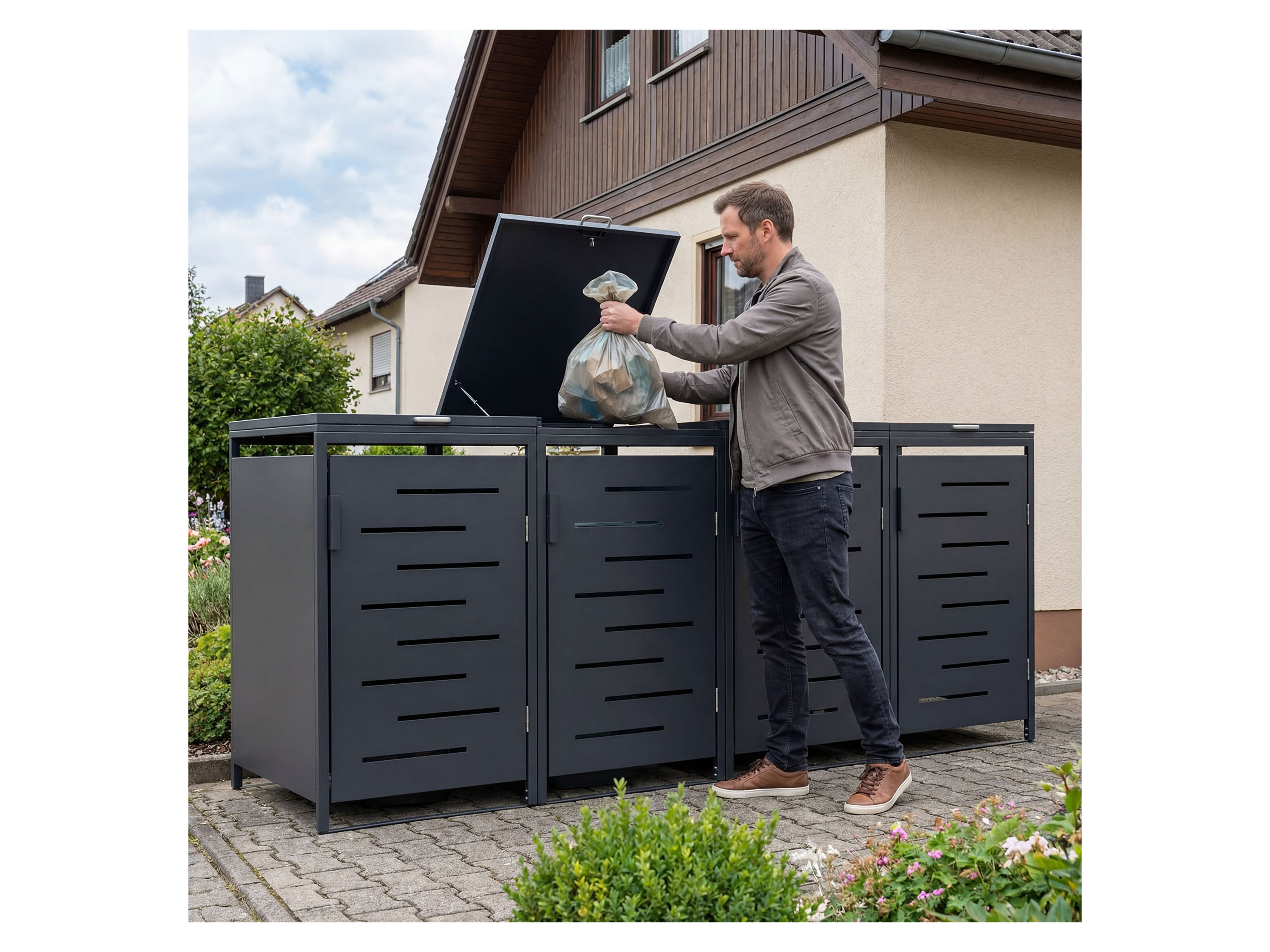JUSKYS Metall Mülltonnenbox Arel (4er) – Bild 2 von 4