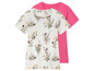 Zwei T-Shirts, eines mit Blumenmuster und eines rosa