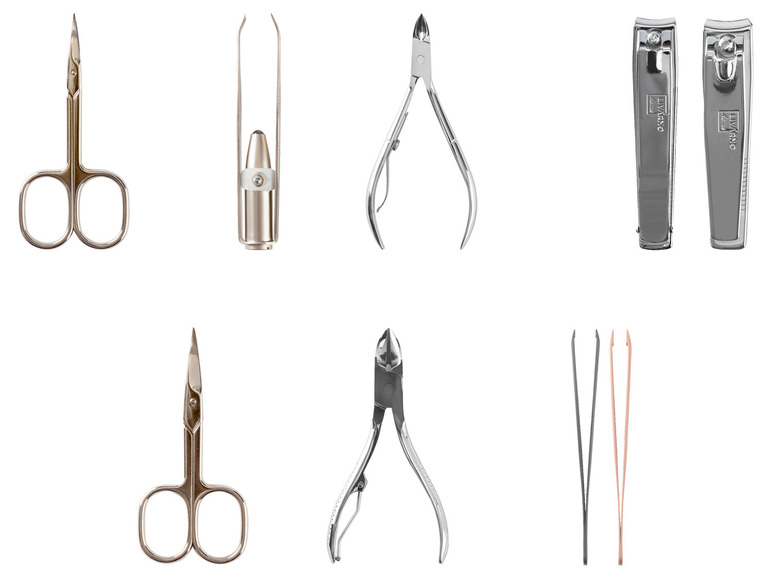 Nagelknipser, Pinzetten, Nagelscheren und eine Nagelfeile von Livarno.