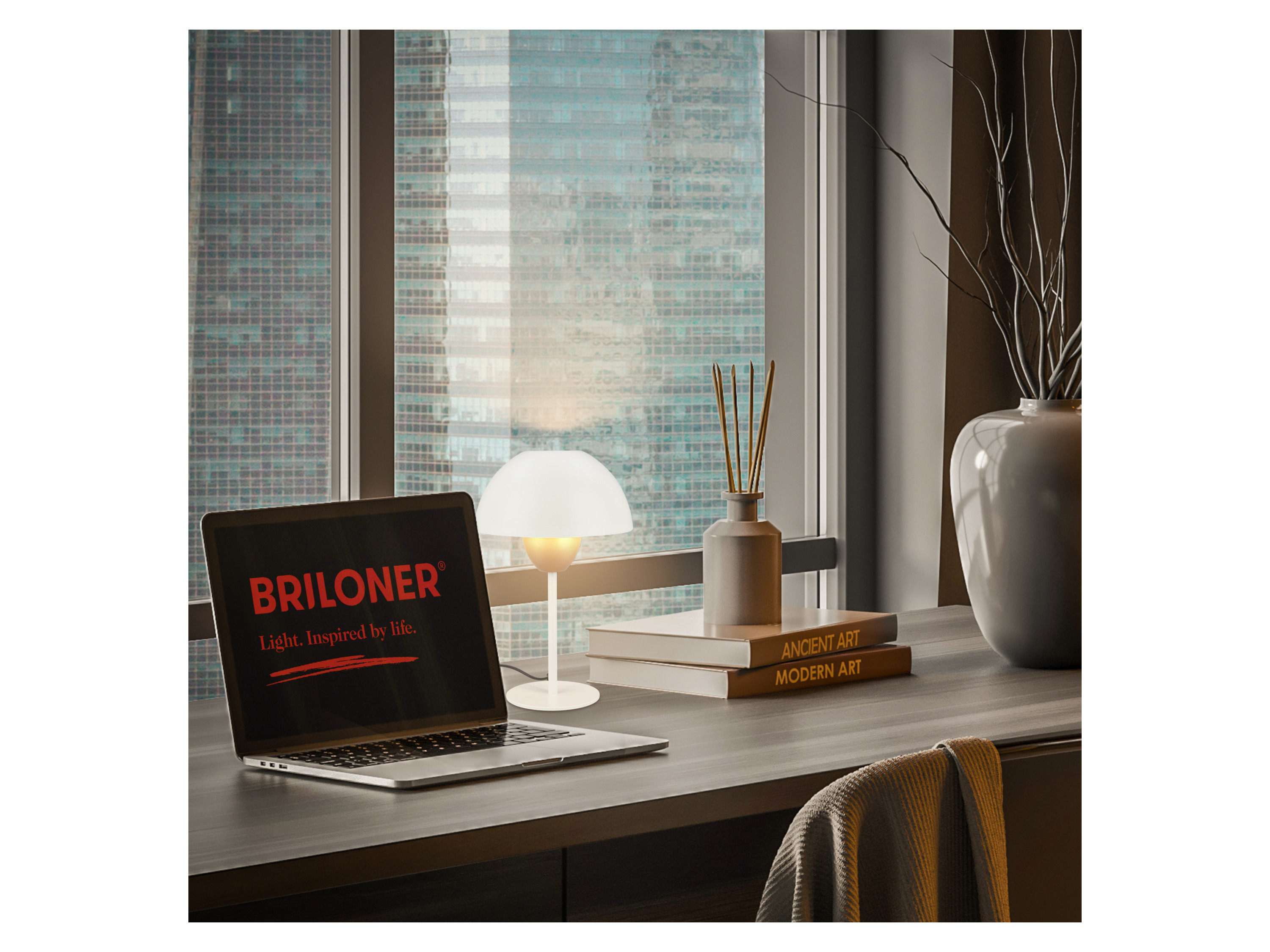 Thumbnail - Briloner GRYDE Tischleuchte 1-flammig (Warm grey, Coffee)