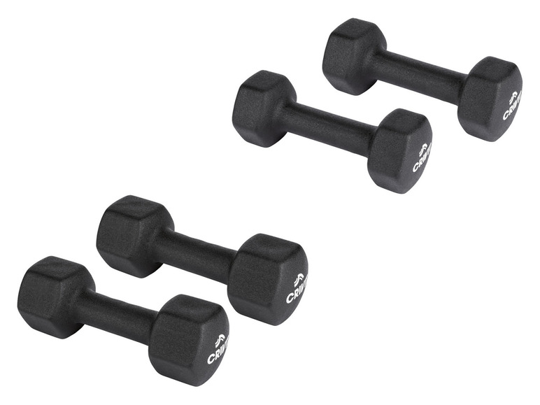 Vier schwarze Cr-Fit Hanteln.