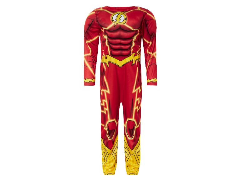 The Flash Kostüm für Kinder, ein rot-gelber Ganzkörperanzug mit Blitz-Logo.