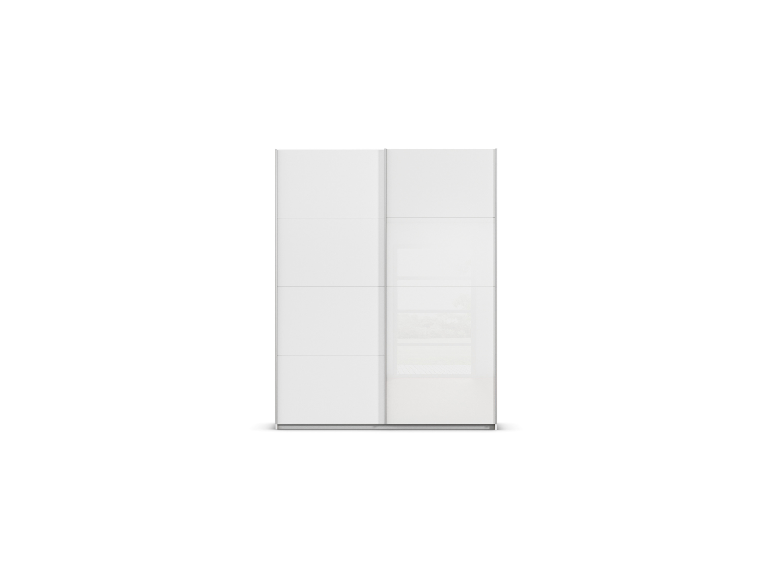 RAUCH ORANGE Quadra Schwebetürenschrank mit Glaselementen (Premium-Zubehör, Korpus:Weiß, Glas:Weiß, 181 x 230 cm)