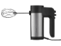 Handmixer mit Edelstahlgehäuse und Schneebesen.