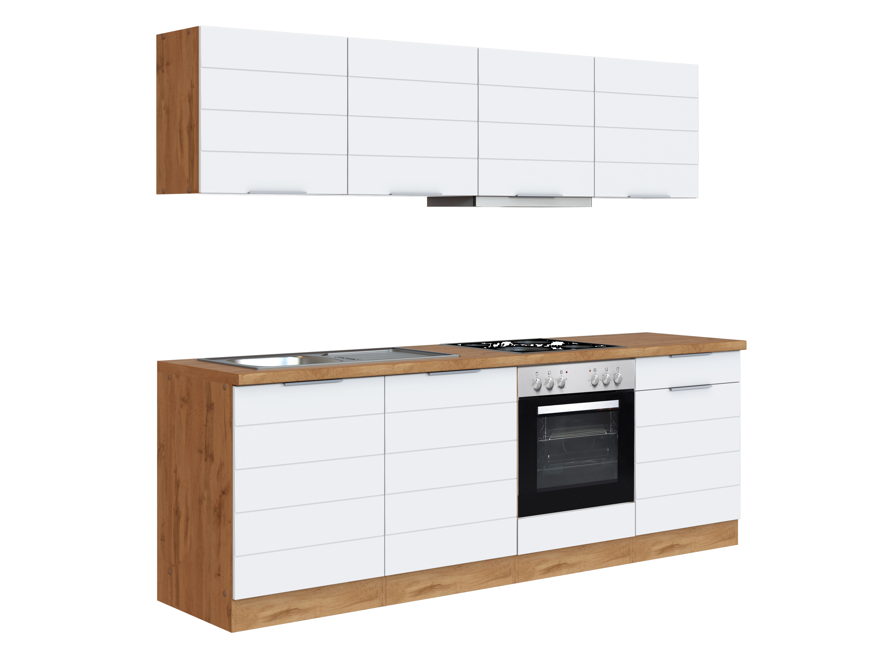 Thumbnail - HELD Küchenzeile »Bonn«, mit Elektrogeräten (240 cm, wotaneiche/ matt weiß)