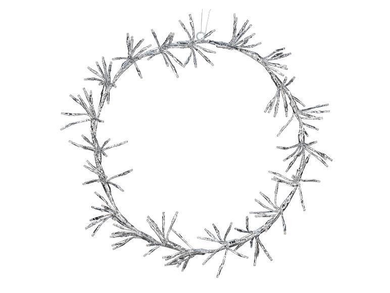 Silberner Lichterkranz mit stacheligem Aussehen auf weißem Hintergrund