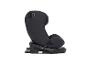 Schwarzer Kindersitz mit verstellbaren Neigungseinstellungen, Seitenansicht.