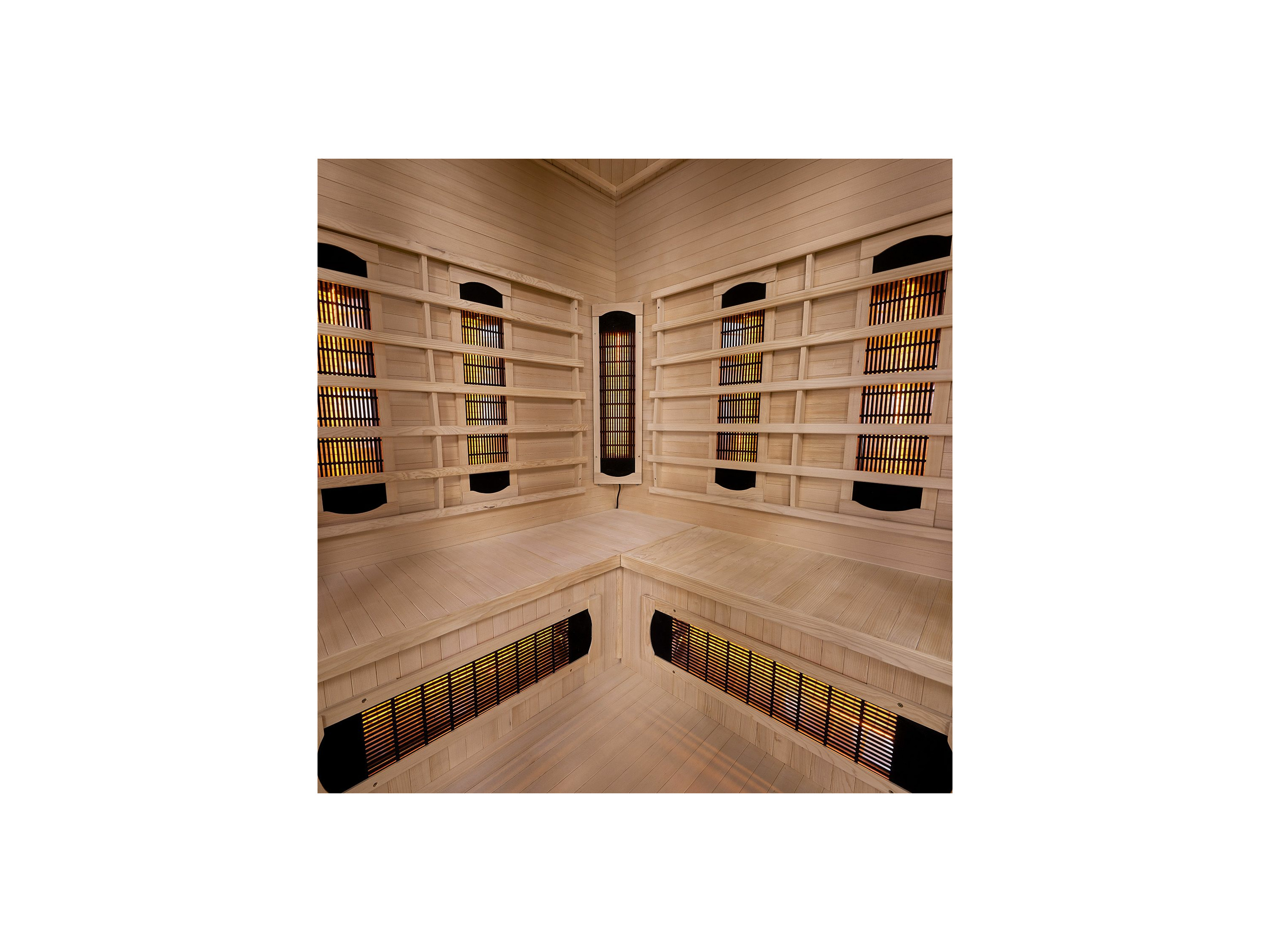 Artsauna Infrarotkabine Nyborg E150V Dual Technologie, für 4 Personen, Hemlock-Holz, HiFi-System, Ionisator, LED-Farblicht – Bild 4 von 4