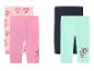 4er-Pack kurze Mädchen-Leggings mit Welpen-Prints, in Rosa, Beige, Marineblau und Mintgrün.