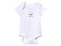 Weißer Baby-Body mit Entenmotiv.