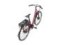 Rotes E-Bike mit Gepäckträger und Display am Lenker.