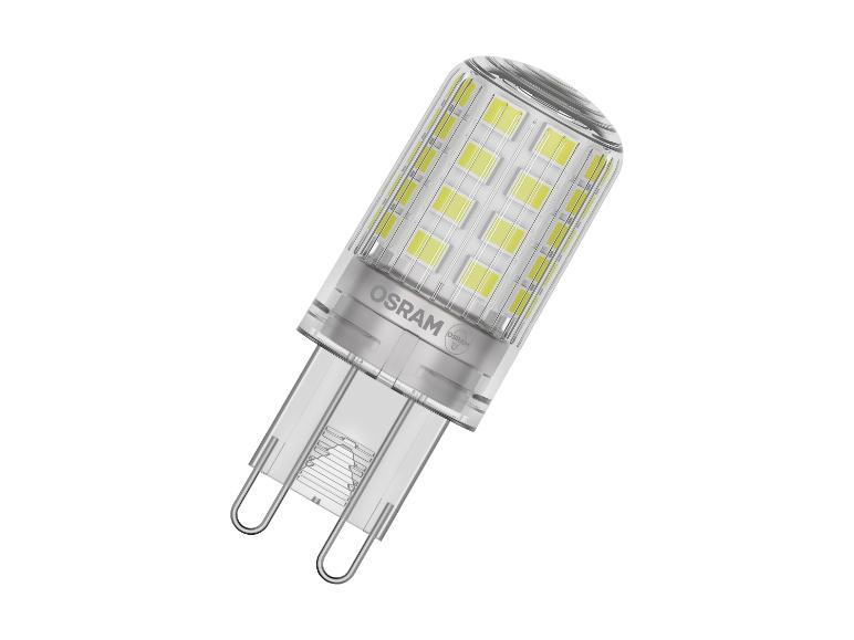 LED-Glühbirne mit transparentem Gehäuse und zwei Metallstiften