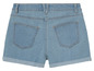 Hellblaue Jeans-Shorts mit umgeschlagenem Saum.