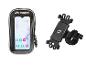 Ein Crivit Smartphone-Halter für das Fahrrad, mit einer Tasche und einer Befestigung für den Lenker.