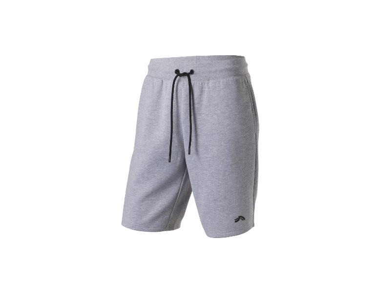 Hellgraue Herren-Sweatshorts mit schwarzem Kordelzug