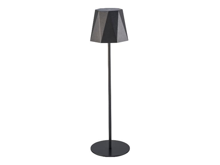 Schwarze, moderne Stehlampe mit polygonalem Lampenschirm