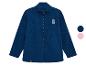 Blaue Kinder-Fleecejacke mit Reißverschluss und quadratischem Logo, erhältlich in Marineblau und Rosa.