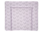 Lilafarbene Wickelunterlage mit Katzenmuster.