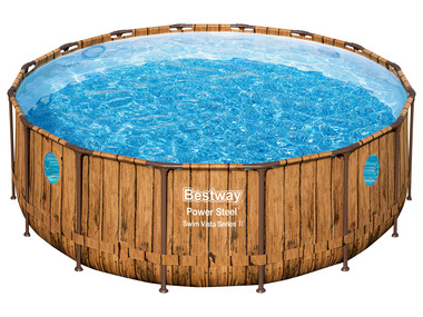 Bestway Power Steel™ Swim Vista Series™ Frame Pool Komplett-Set mit Filterpumpe Ø 488 x 122 cm, rund