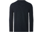 Dunkelblauer Herrenpullover mit langen Ärmeln und gerippter Textur.