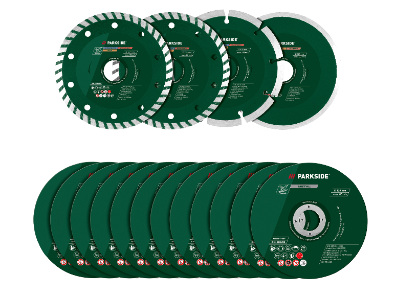 PARKSIDE® Diamant- und Metalltrennscheiben, 125 mm Durchmesser.