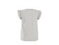 Hellgraues Damen-T-Shirt mit Rüschenärmeln, Rückansicht.