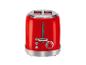 Roter Zwei-Schlitz-Toaster mit Chromakzenten und Drehregler