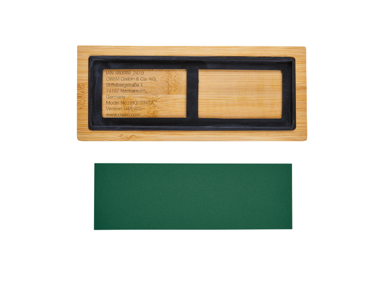 OWIM Bambuskiste mit dunkelgrüner Einlage.