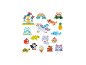 Bunte Perlenfiguren: Schloss, Regenbogen, Einhorn, Tiere und Süßigkeiten.
