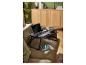 LIVARNO home schwarzer Laptoptisch auf einem Sofa mit Laptop, Maus und Glas.