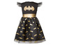 Ein schwarzes Kleid mit Batgirl-Druck für Mädchen.