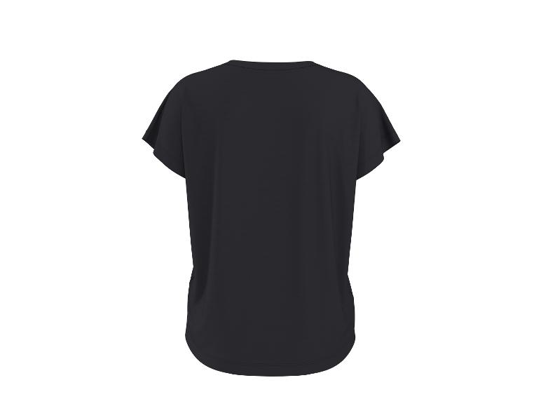 Schwarzes Kurzarm-T-Shirt mit Rundhalsausschnitt, Rückansicht