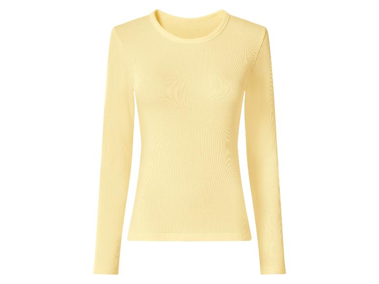 Hellgelbes geripptes Langarmshirt